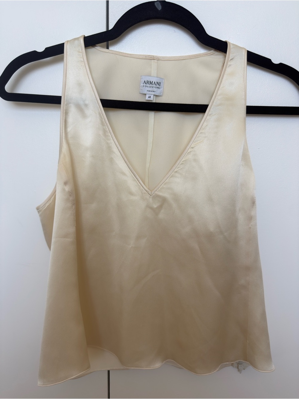 Armani Collection Silk Cream V-Neck Tank